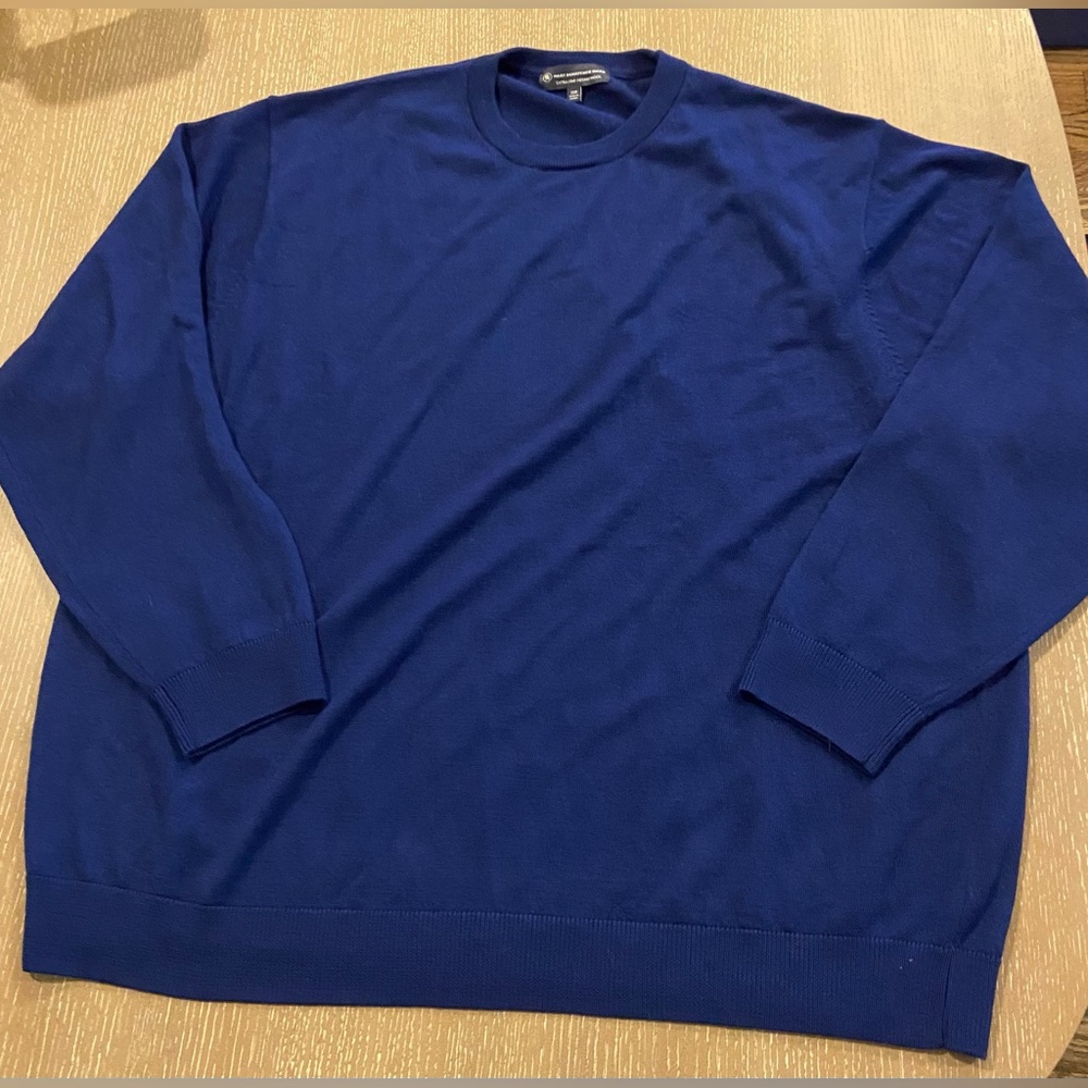 Hart Schaffner Marx Extra Fine Merino Wool Sweater Men 3XB Navy Blue Lightweight